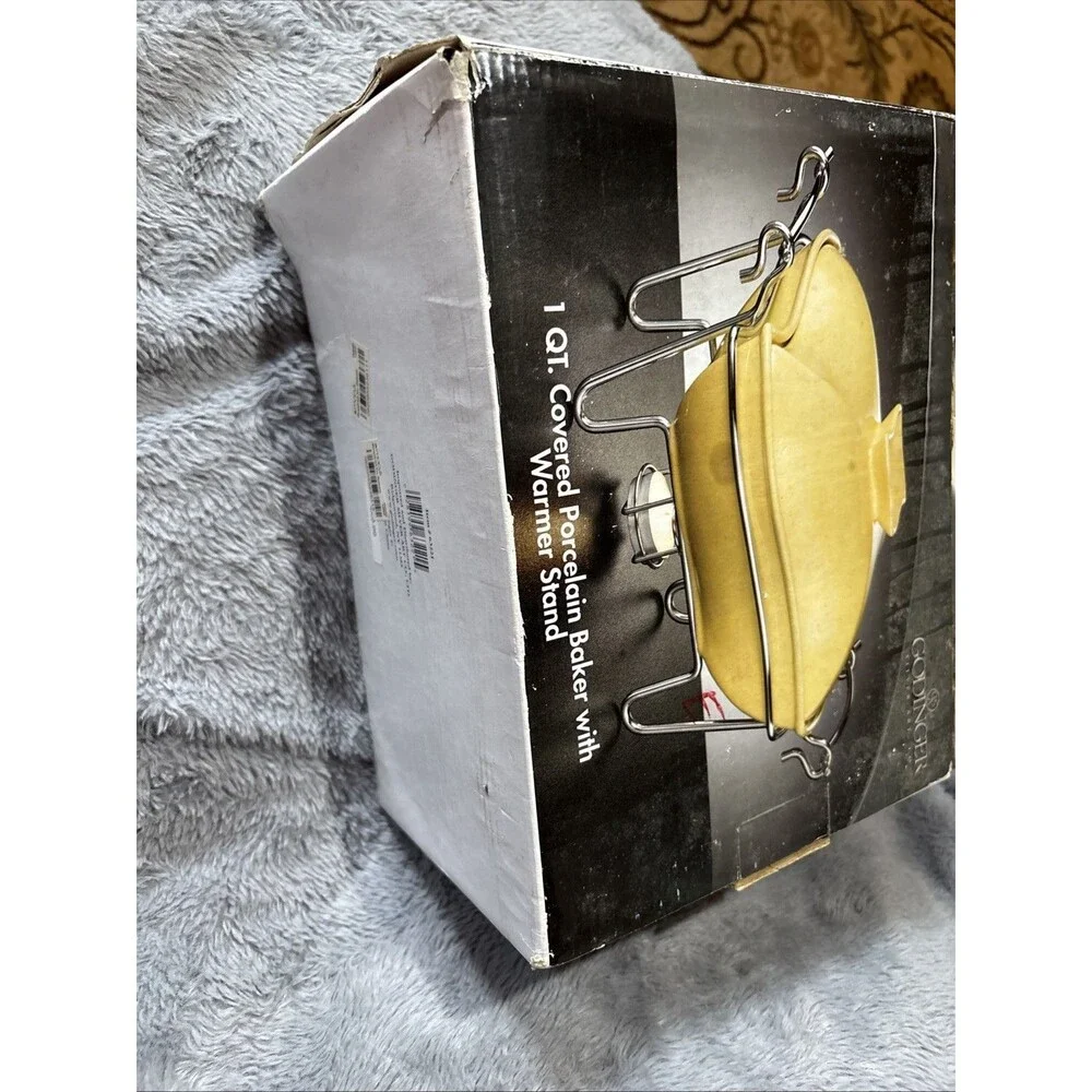 Godinger Sienna 1 Qt Buttercup Yellow Flower Shape Chafing Dish w/ Lid New Open